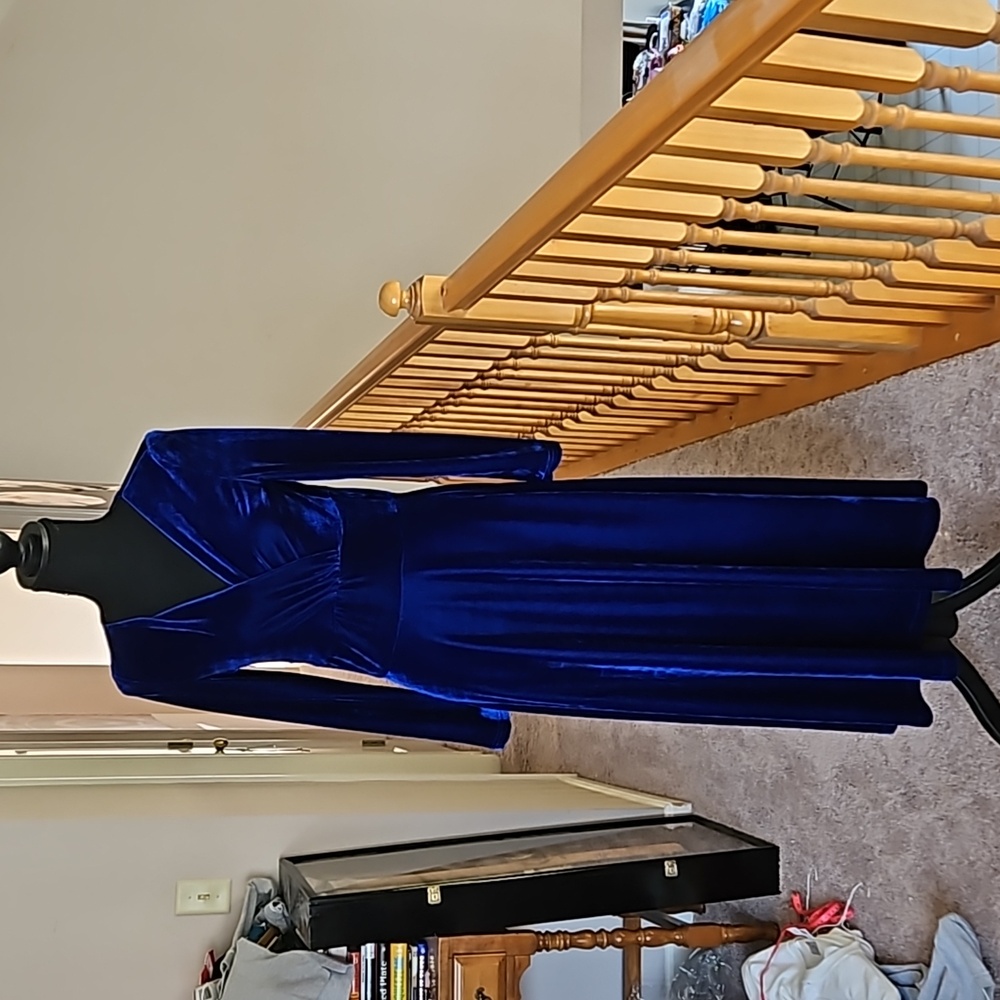 Velvet Electric Blue Formal Dress